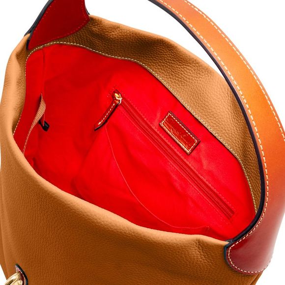 Dooney & Bourke Pebble Grain Logo Lock Shoulder Bag with Pouch - Sand - Picture 3 of 4